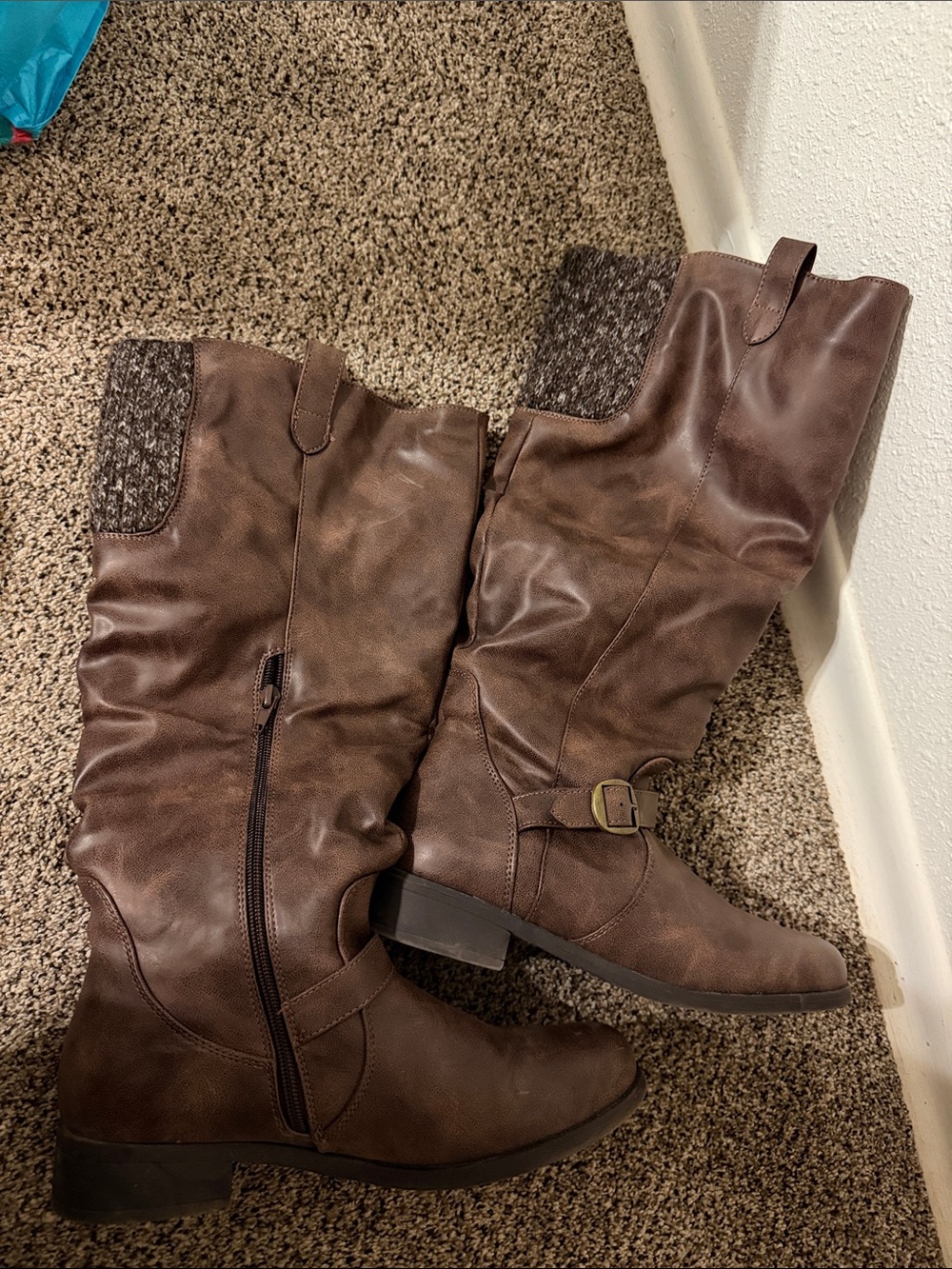 XOXO Brown Knee-High Buckle Riding Boots